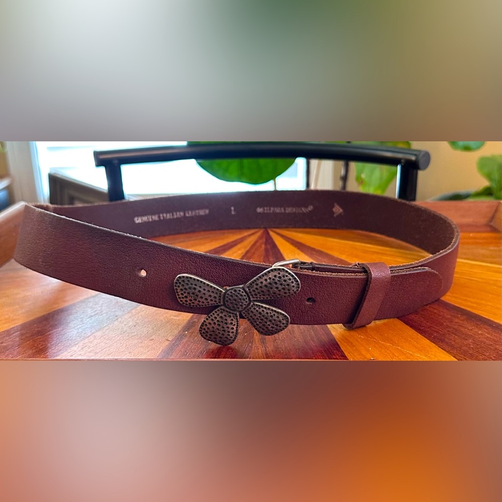 Silpada Designs Boho Brown Leather Belt with Silver Buckle Size: L